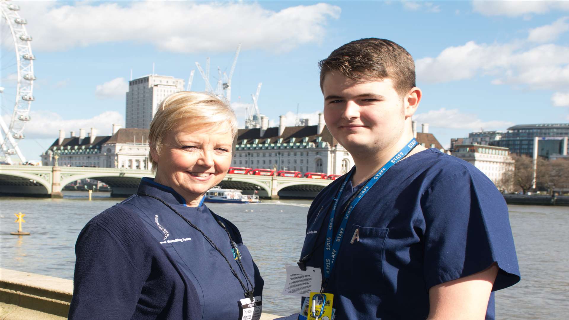 Buckland Hospital apprentice Nial Crutchfield with manager Sharon Rinsland. He has been shortlisted for an award.