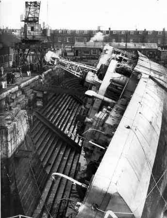 WEDGED IN: HMS Berkeley Castle capsized at Sheerness Docks