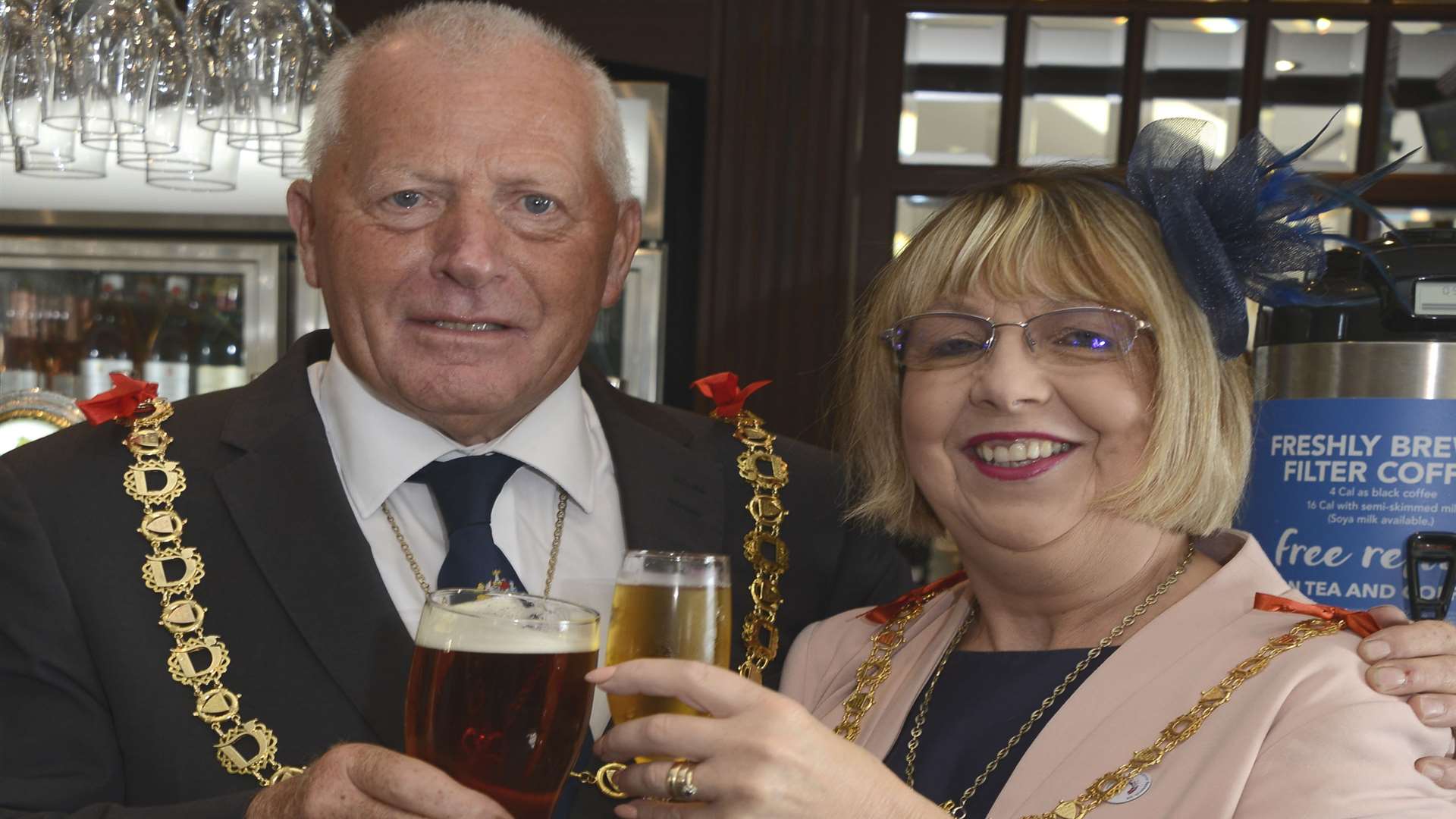 Mayor Cllr Trevor Shonk and Mayoress Mandy Shonk enjoy a drink in the new bar Picture: Paul Amos