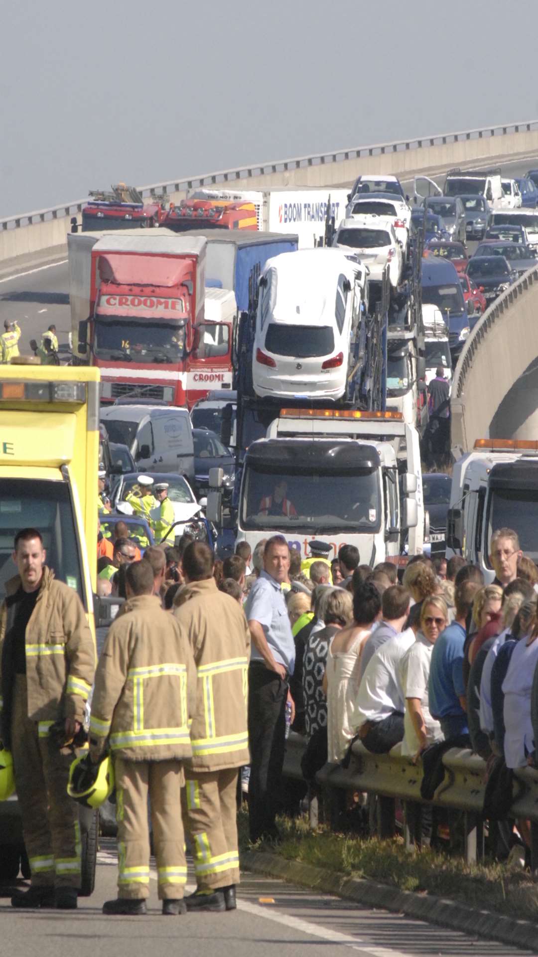 Victims at the scene of the horrific pile-up at the Sheppey Crossing