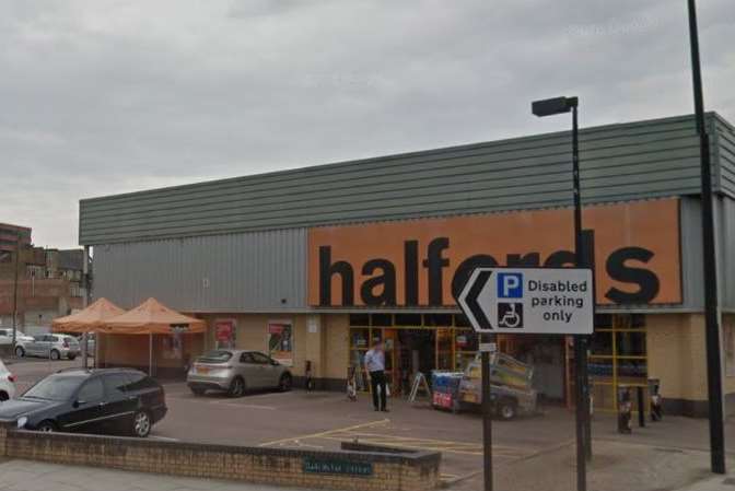 The crash happened near the Halfords store.