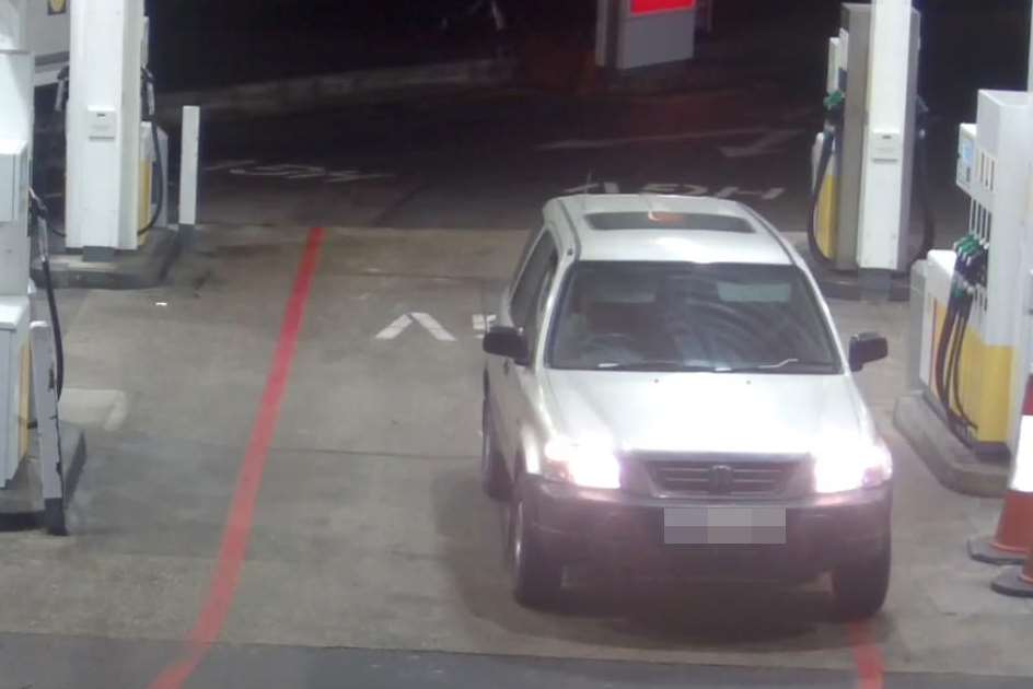 The car at the petrol station. Picture: Kent Police.