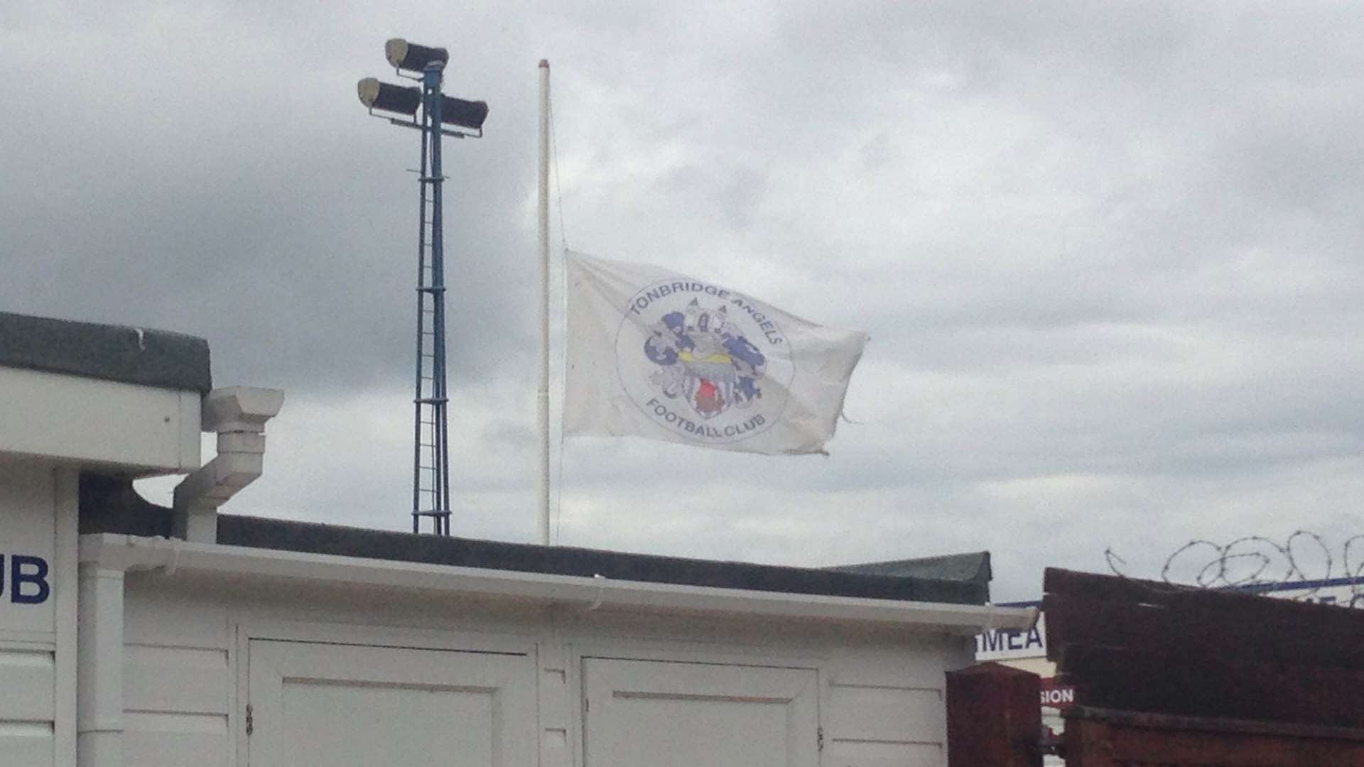 The Tonbridge Angels flag flying at half mast