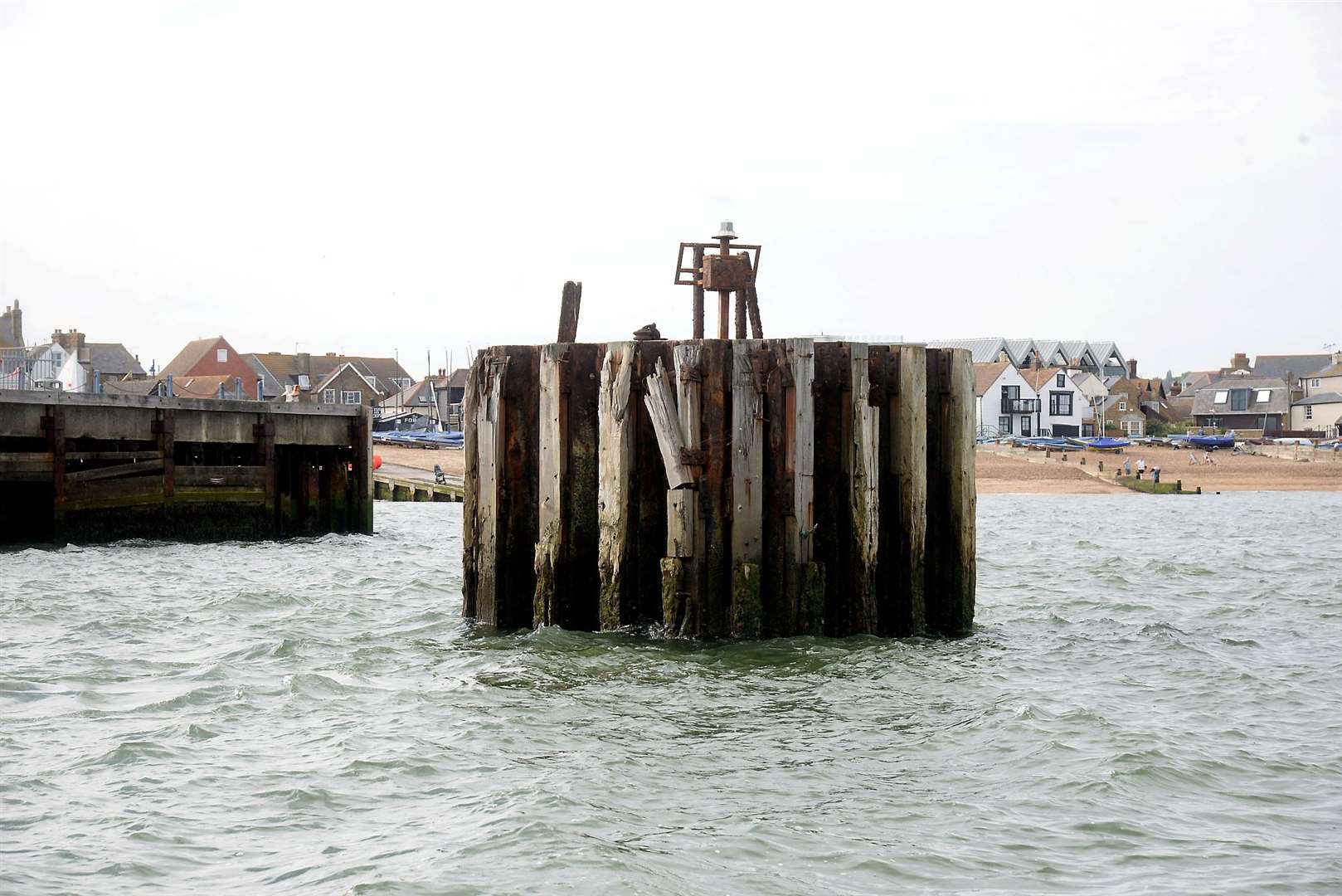 The separate mooring structure known as a 'Dolphin' off the end of the West quay at Whitstable harbour. Picture: RNLI Whitstable.