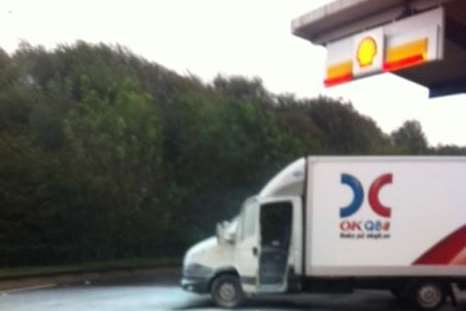 The van was dangerously close to pumps at the petrol station in Folkestone