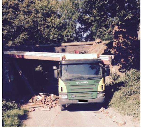 Damage is being assessed after a lorry hit a railway bridge in Ringwould, Deal