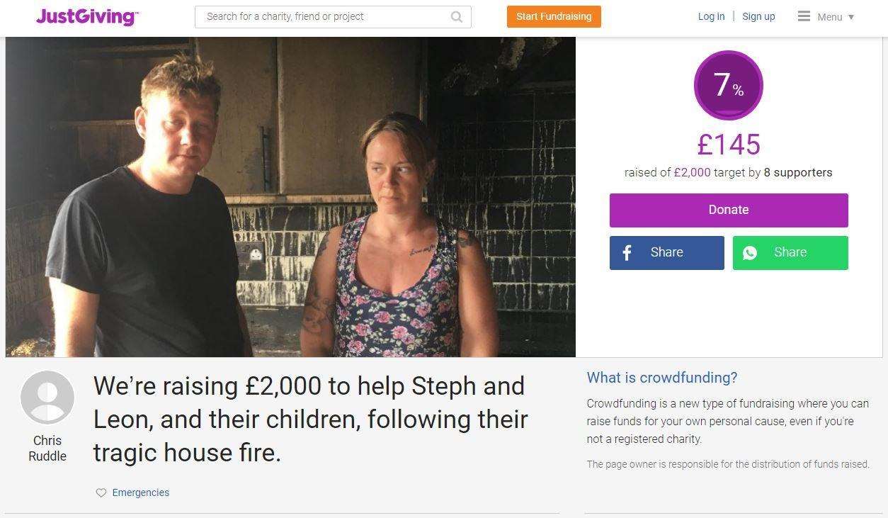 The JustGiving page set up for the family (2905313)