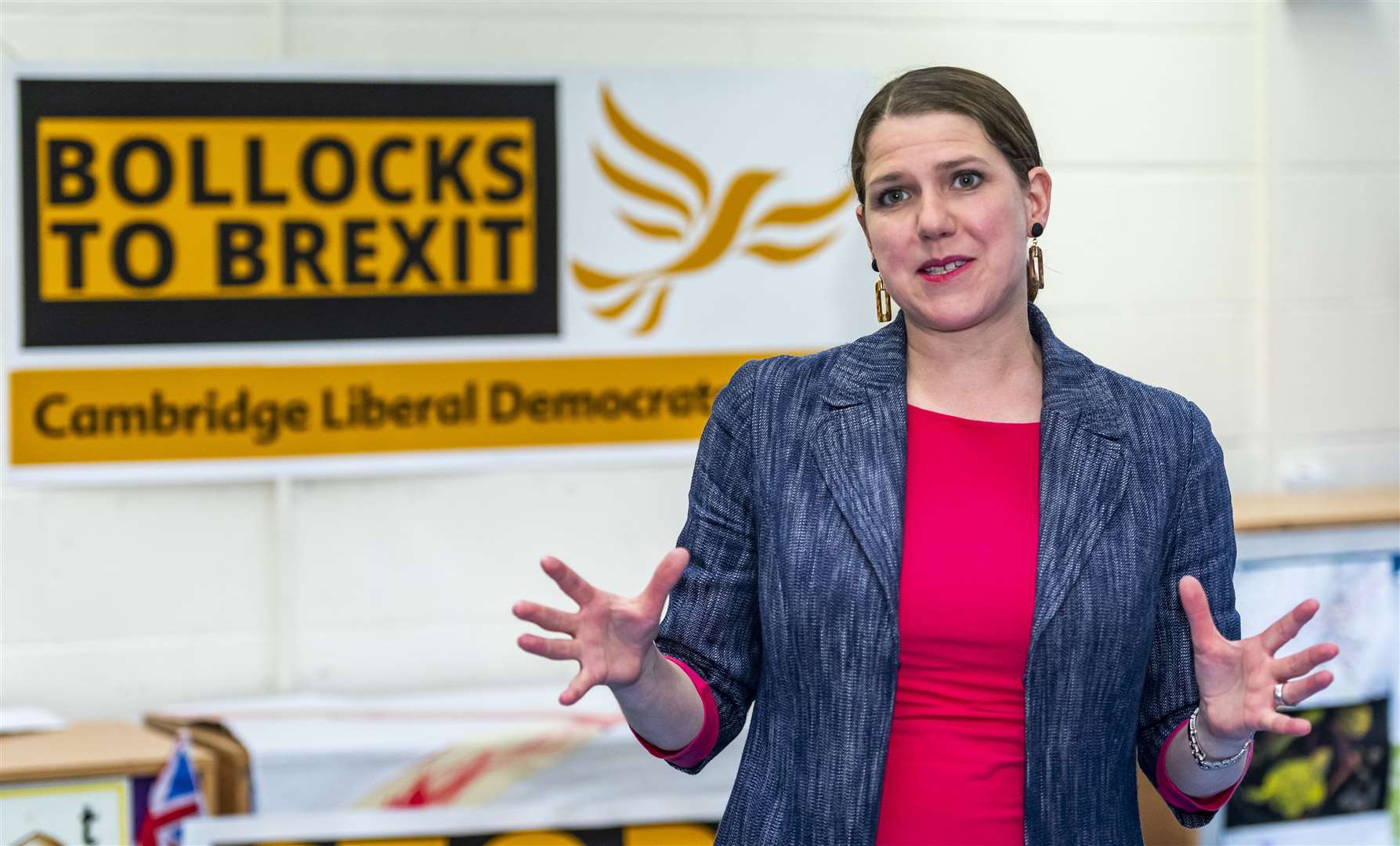 Jo Swinson, Deputy Leader of the Liberal Democrats with Cambridge activists to campaign in the Euro Elections. Picture: Keith Heppell. (14213440)