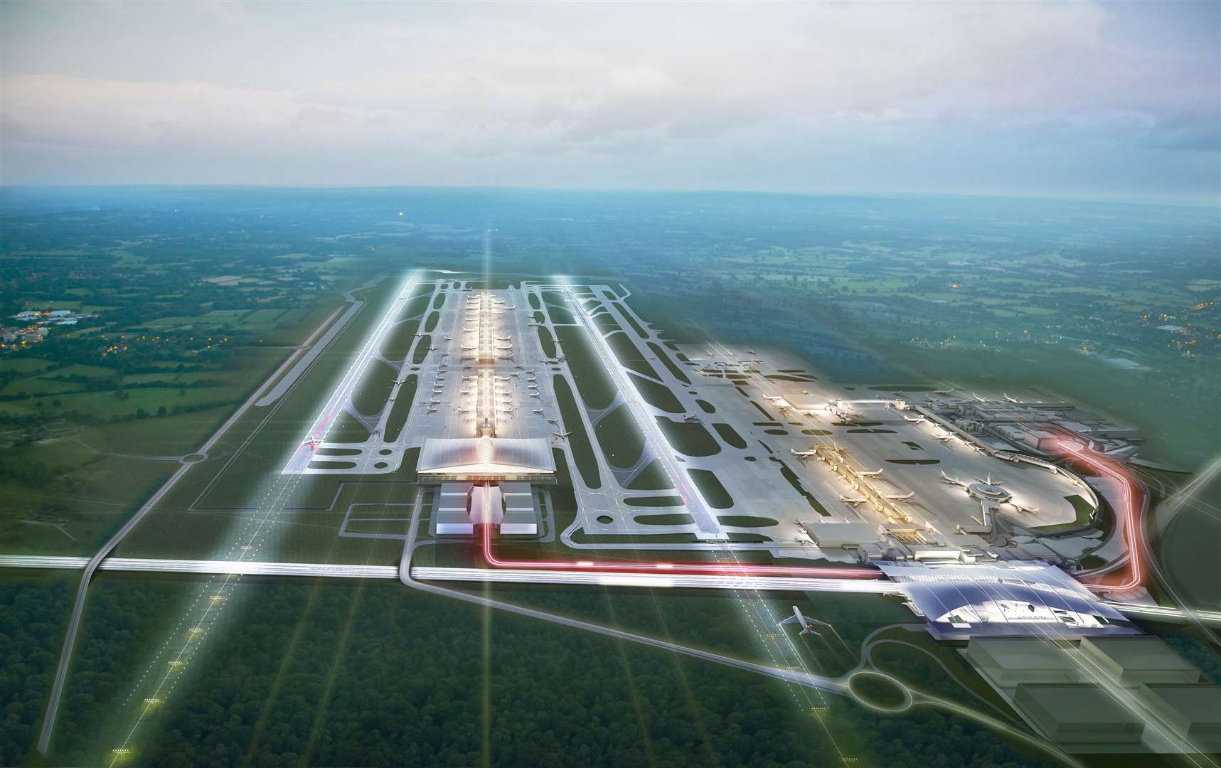 What the proposed second runway at Gatwick would look like.