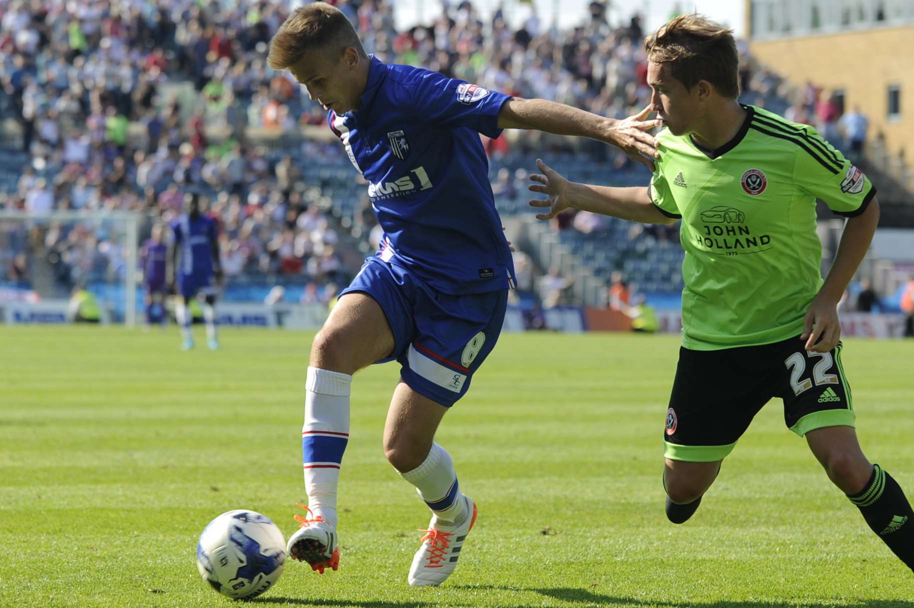Gillingham's Jake Hessenthaler on the ball against Sheffield United last season at Priestfield Picture: Barry Goodwin