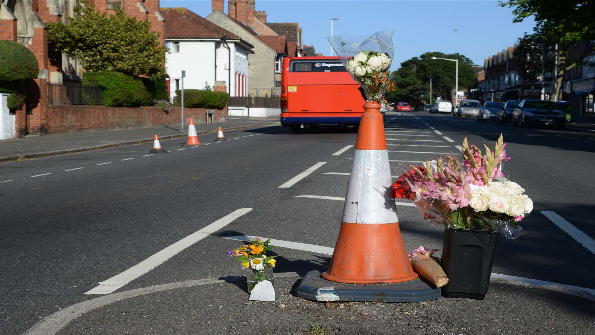 Flowers left in memory of Brian Hawkes