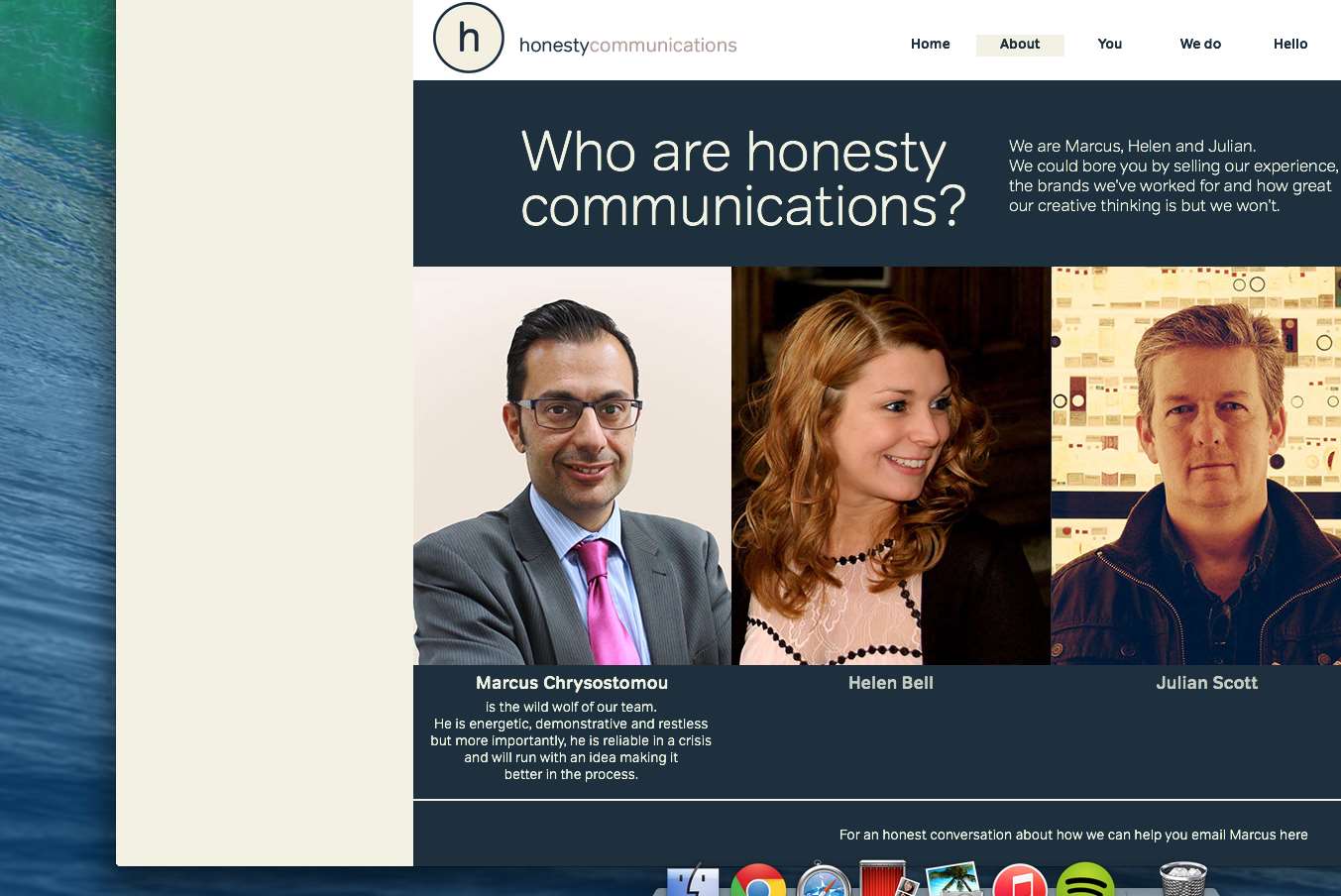 The Honesty Communications website