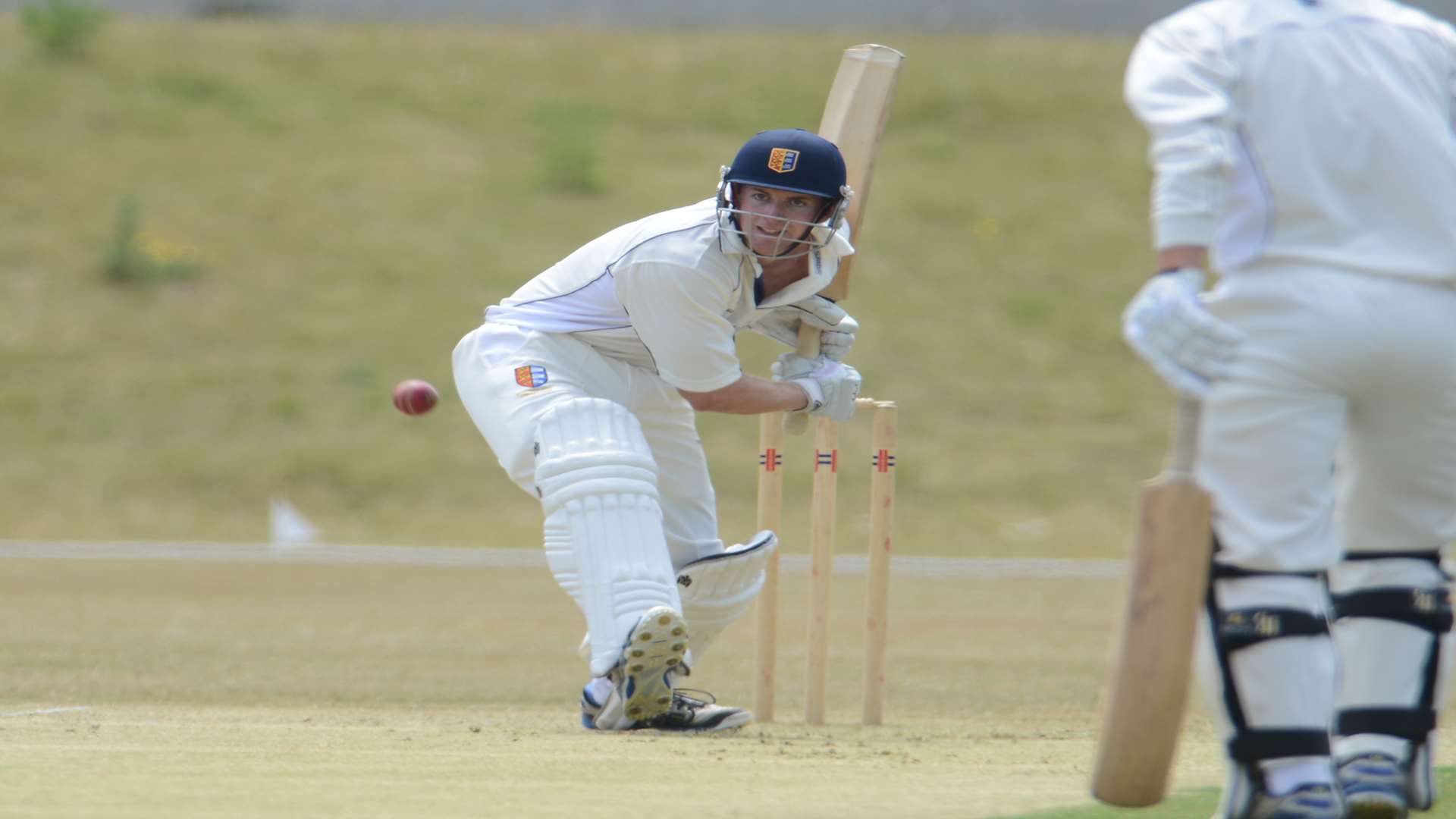 Sandwich skipper Robert Goatham on his way to a half-century against Folkestone Picture: Gary Browne