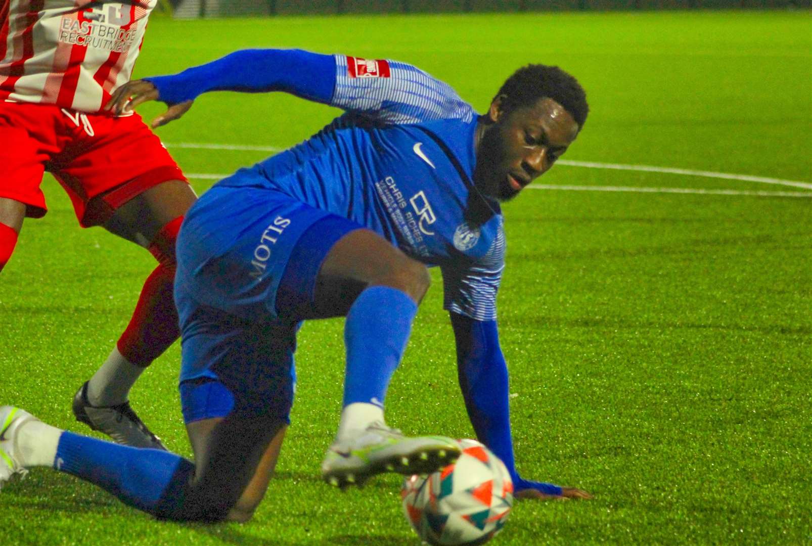 Frontman Marcel Barrington netted a first-half penalty in Bay's loss to Enfield. Picture: Keith Davy