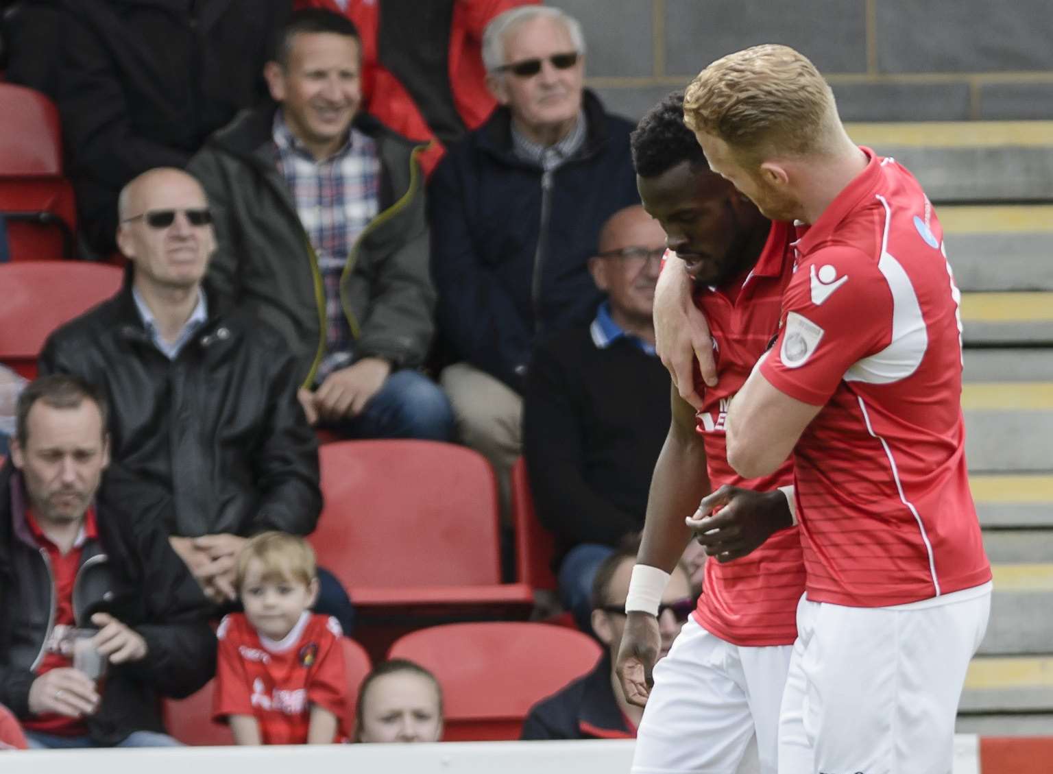Kenny Clark congratulates Anthony Cook on his goal against Oxford City Picture: Andy Payton