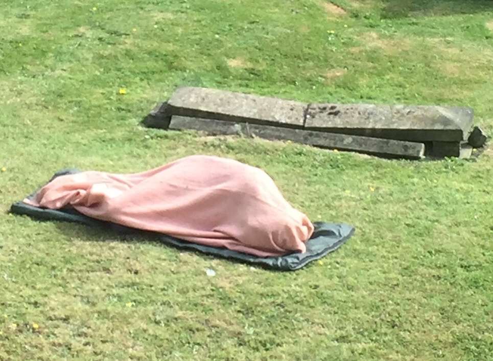 The 'body' spotted in the churchyard of St Mary's parish church in Ashford town centre