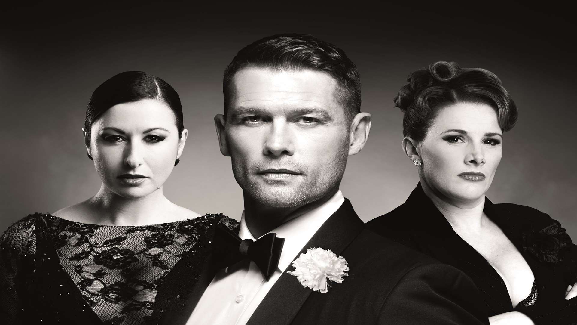 John Partridge as Billy Flynn with Hayley Tamaddon as Roxie and Sam Bailey as Mama Morton. Picture: Dewynters