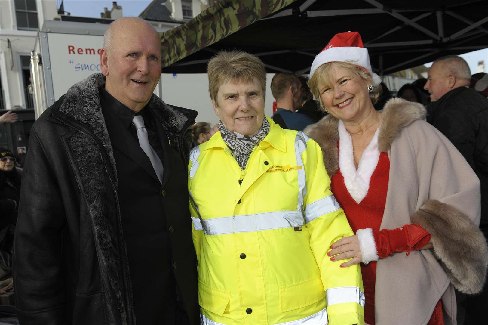 Margaret Edwards (centre) of Deal Icebreakers has organised the Boxing Day Dip since 1981