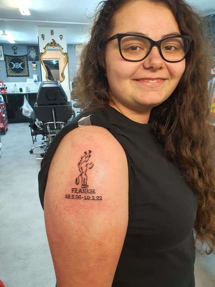 Frankie's youngster sister Simone, 19, with a tattoo to remember her brother