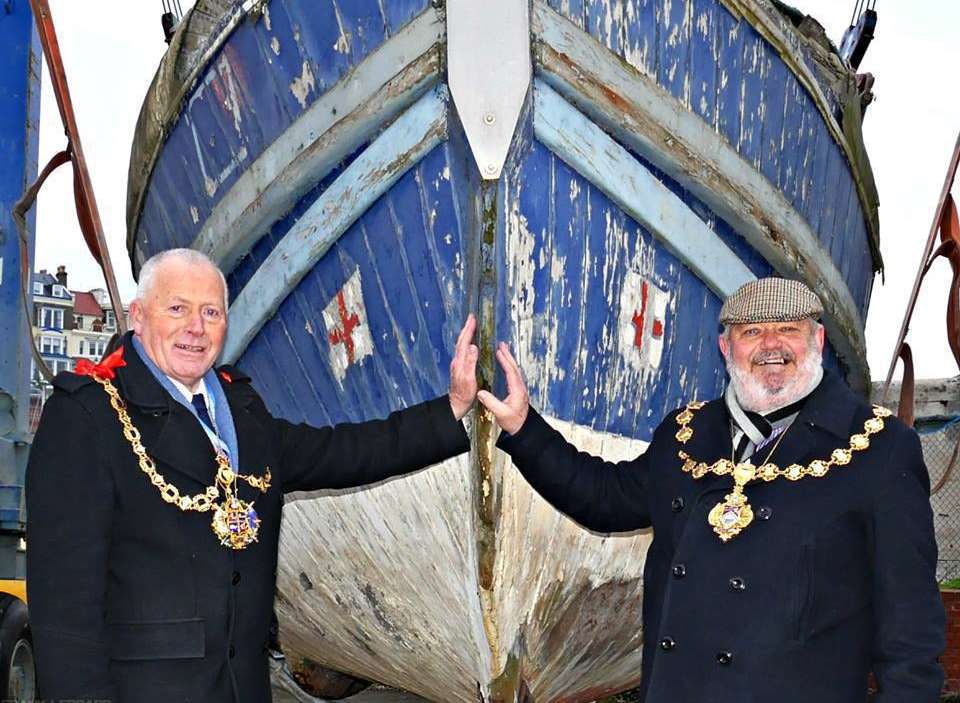 Mayor of Ramsgate, Cllr Trevor Shonk, and Mayor of Broadstairs, Cllr Peter Shaw, with the Francis Forbes Barton in Deal Picture: Frank Leppard