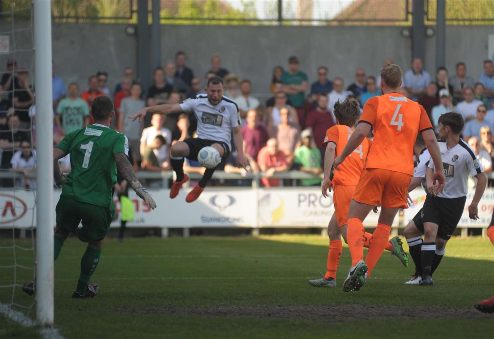 Ryan Hayes missed with this volley Picture: Steve Crispe