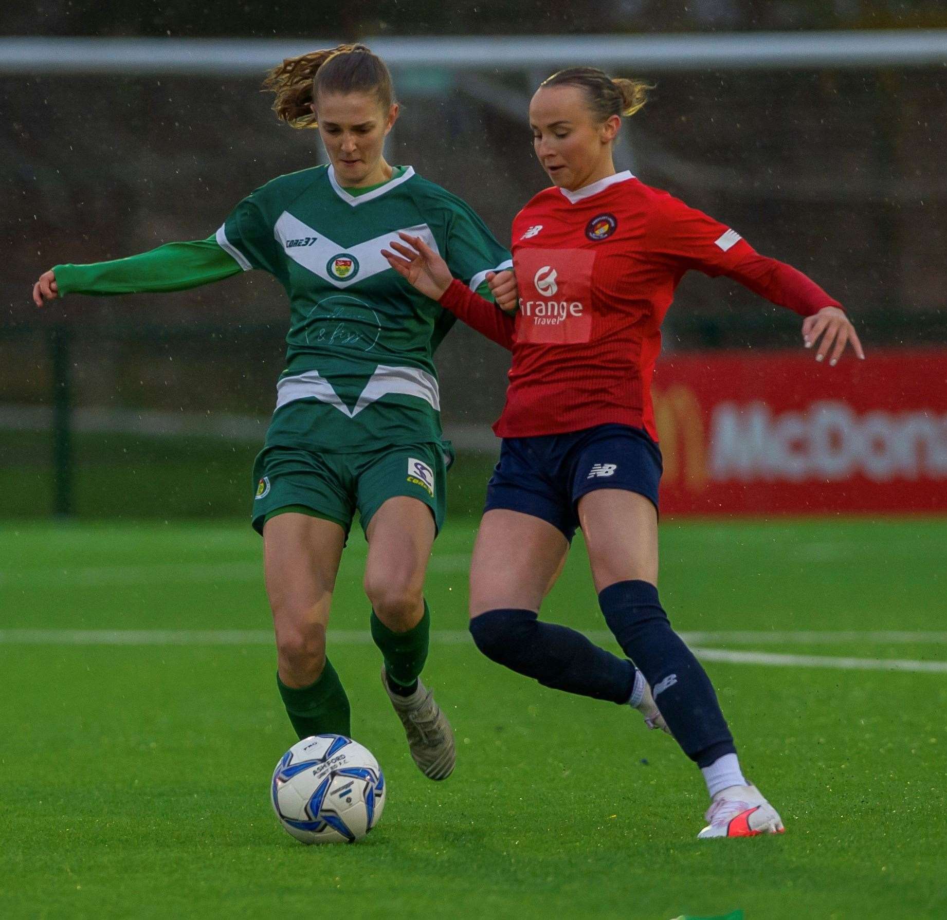 Action from Ashford Ladies’ narrow defeat by Ebbsfleet. Picture: Ian Scammell