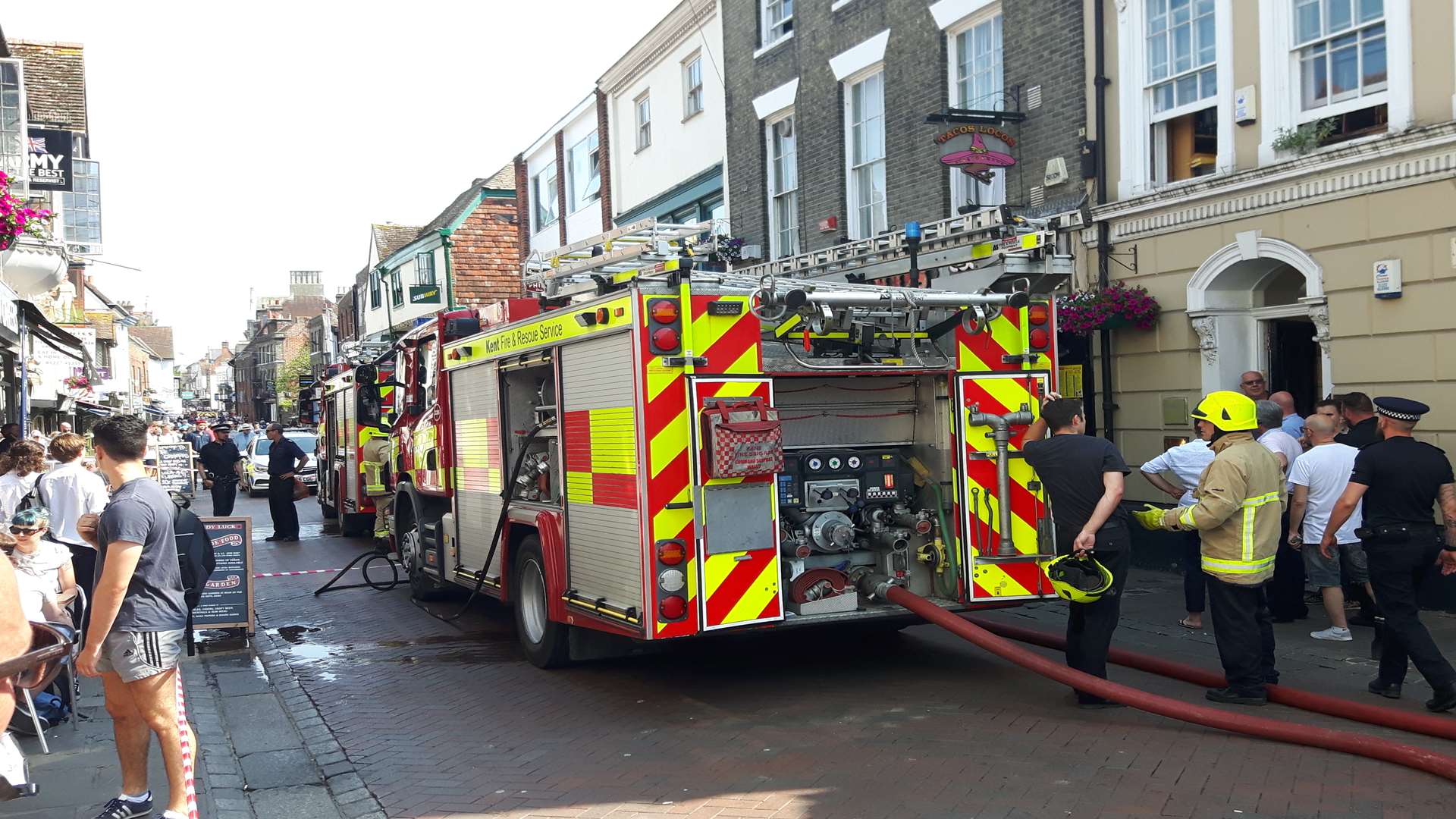 The scene of the fire in St Peter's Street, Canterbury
