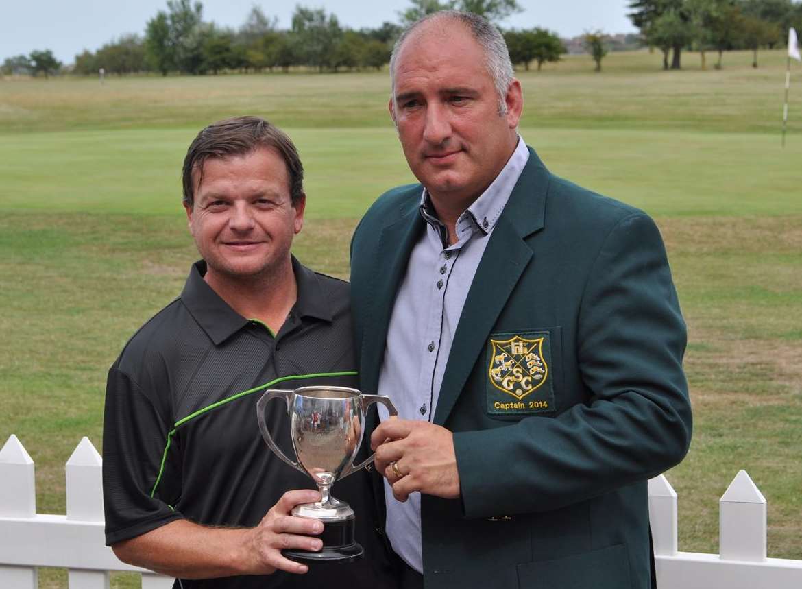 Tony Hunter, left, with Sheerness Golf Club captain Shain Ryan