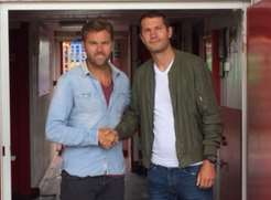 Ebbsfleet manager Daryl McMahon with new signing Mark Phillips