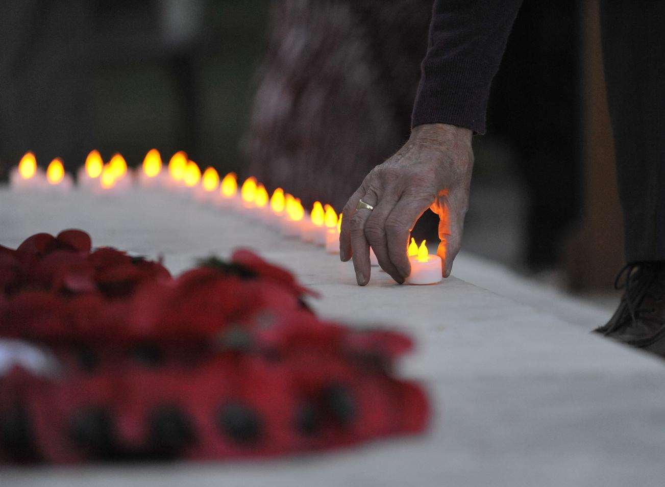 Candles were lit at the drumhead service at Brenchley Gardens in Maidstone around the war memorial.