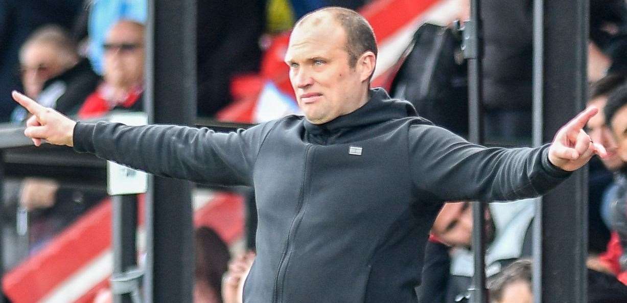 Welling boss Warren Feeney - was sent off after the full-time whistle following their draw at Dover. Picture: Dave Budden