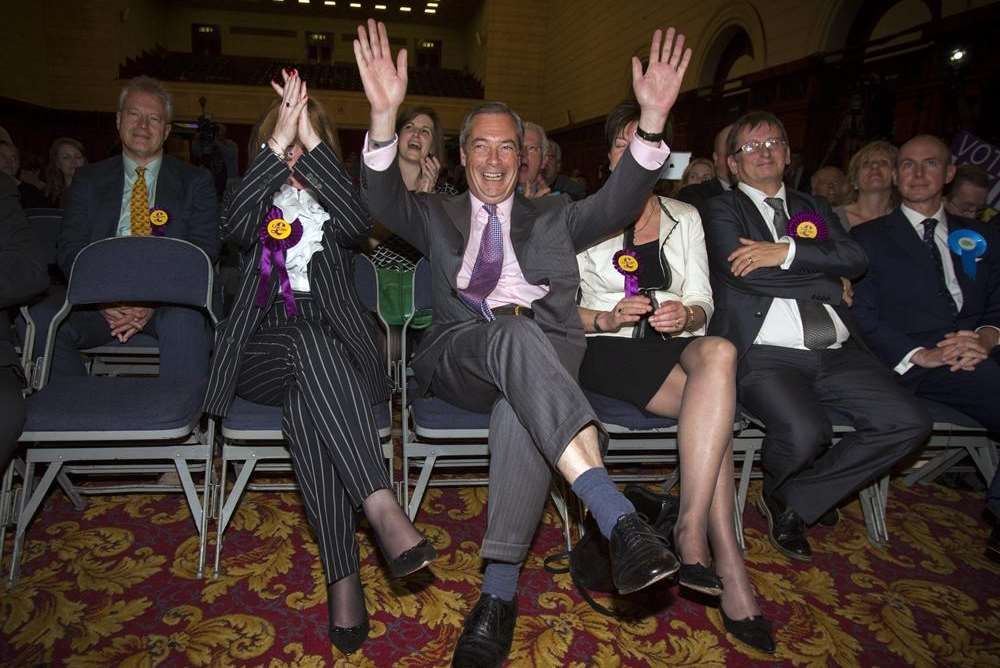 Leader Nigel Farage celebrates UKIP results Picture: Jon Rowley/SWNS.com