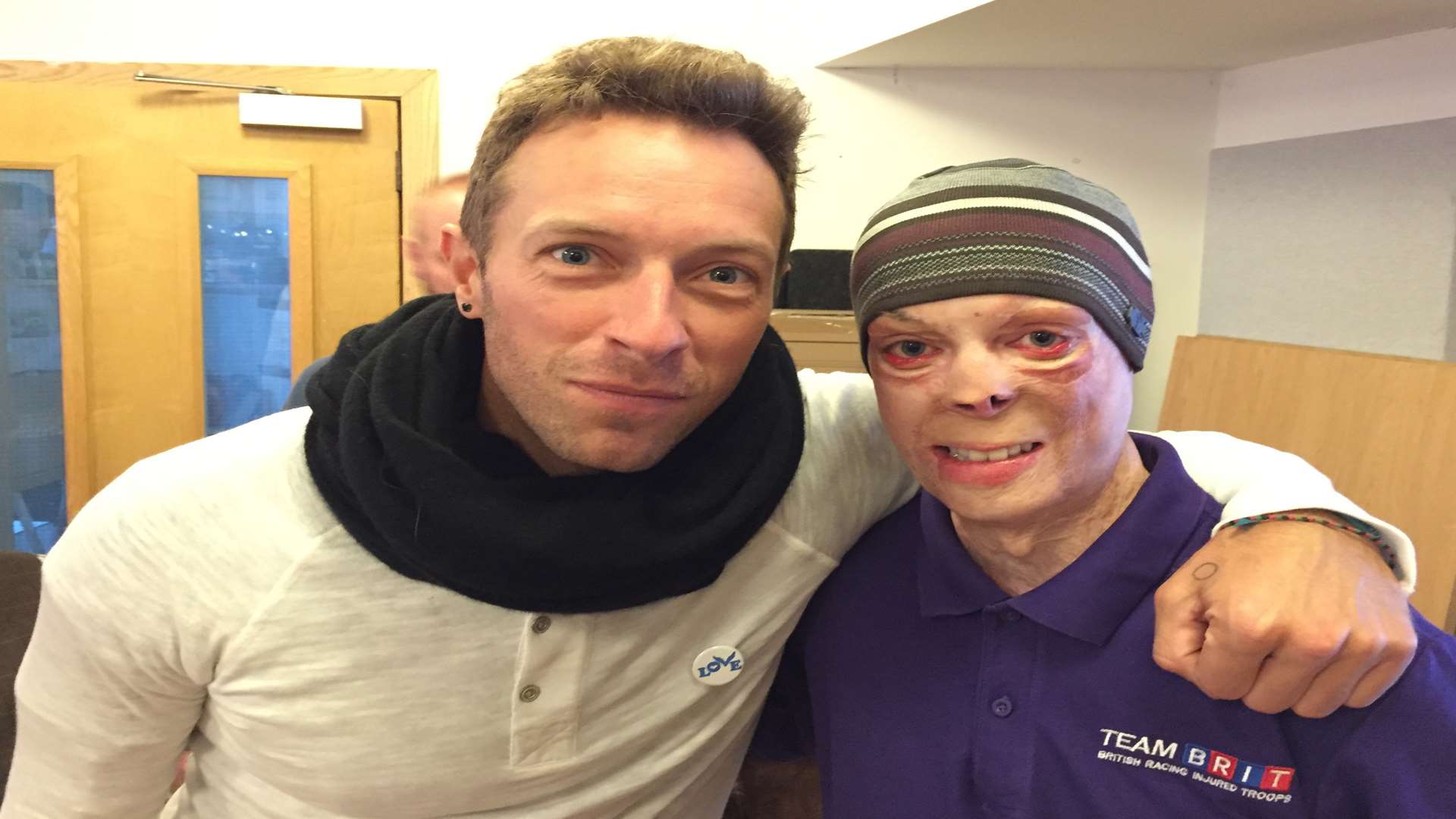 Martyn Compton with Chris Martin from Coldplay. Picture: Scruffy Bear Pictures
