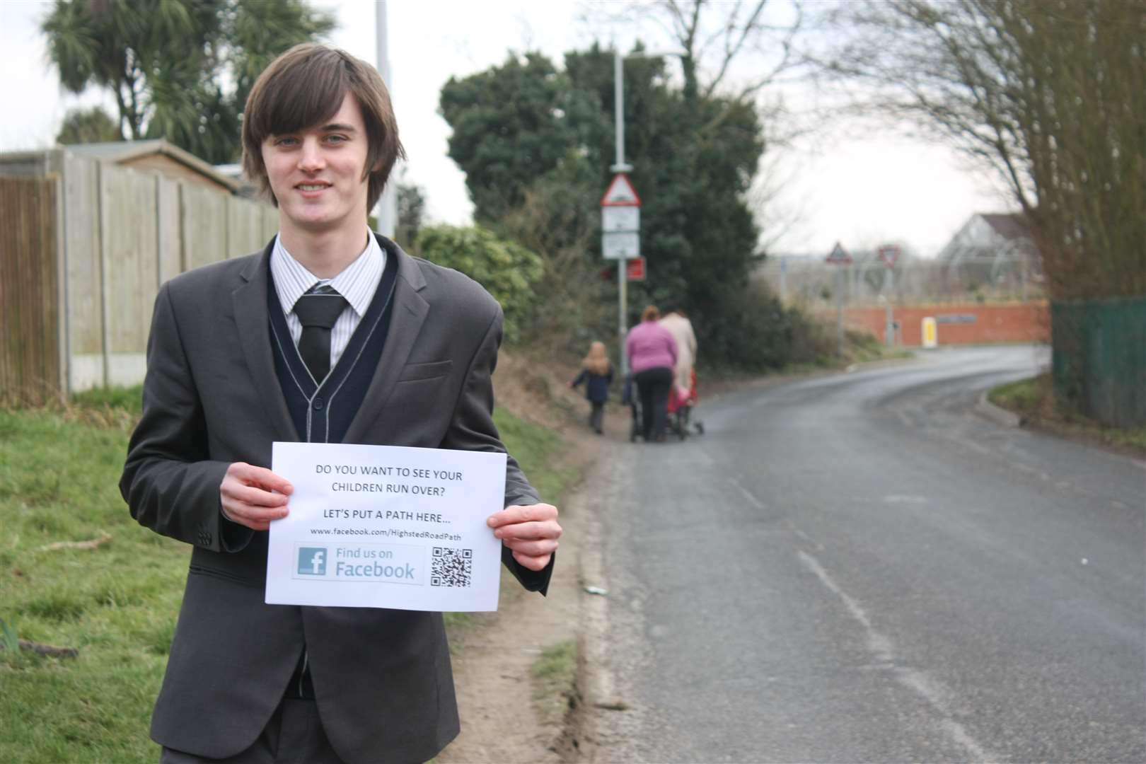 Laurence Marshall, who started a footpath petition, in Farm Crescent at the junction with Highsted Road.