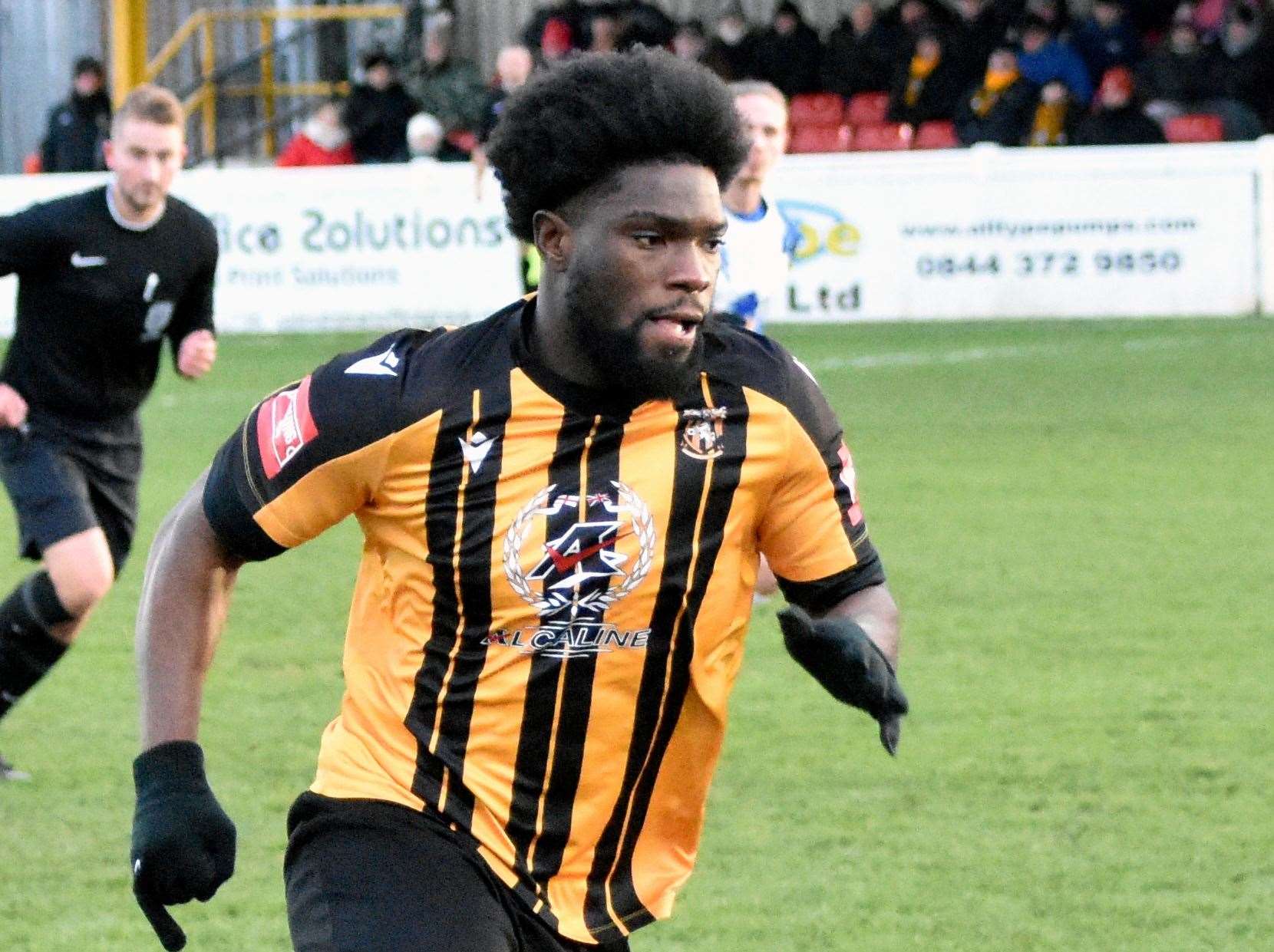 Folkestone striker Dave Smith – scored in last Tuesday’s controversial 2-2 Isthmian Premier draw at home to Cray Wanderers. Picture: Randolph File