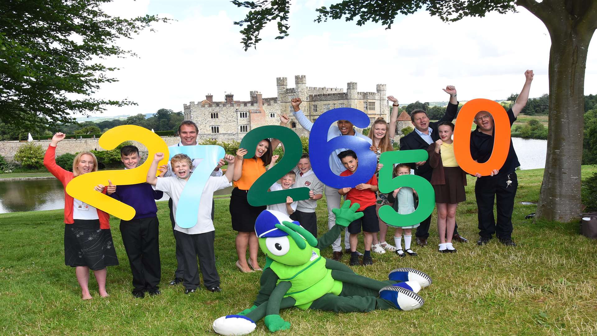 KM Walk to School champions and key partners celebrate successfully removing a huge 272,650 school run car journeys from the county’s roads at the Summer Challenge Day event staged at Leeds Castle