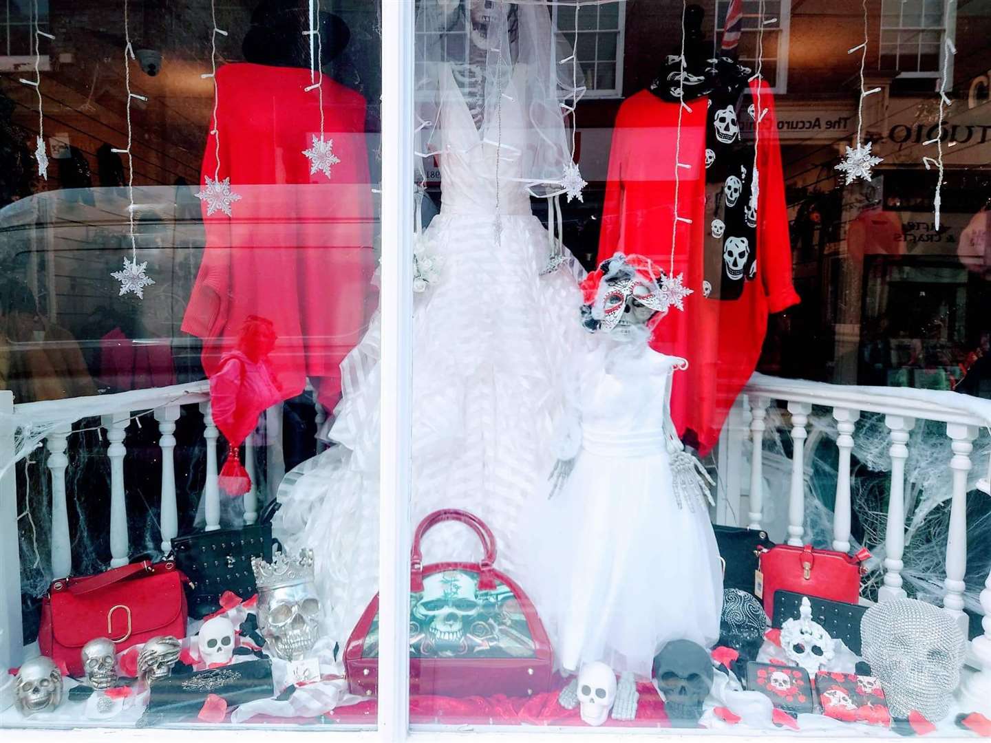 The Curvy Boutique in Hythe High Street have created a skeleton bride in their window display. Picture: Lavinia Asquith