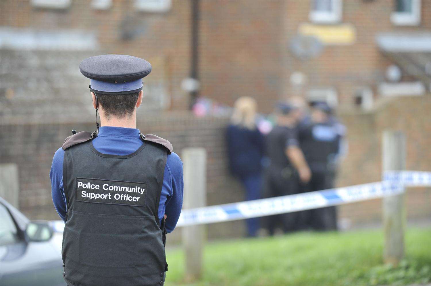Police have been guarding the property for much of the day. Picture: Tony Flashman