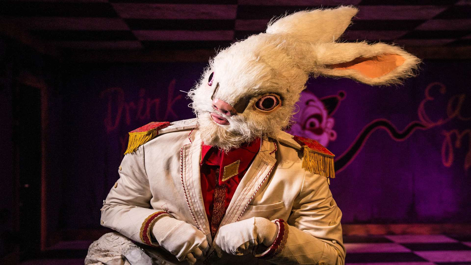 The White Rabbit in Alice's Adventures Underground at The Vaults under Waterloo Station