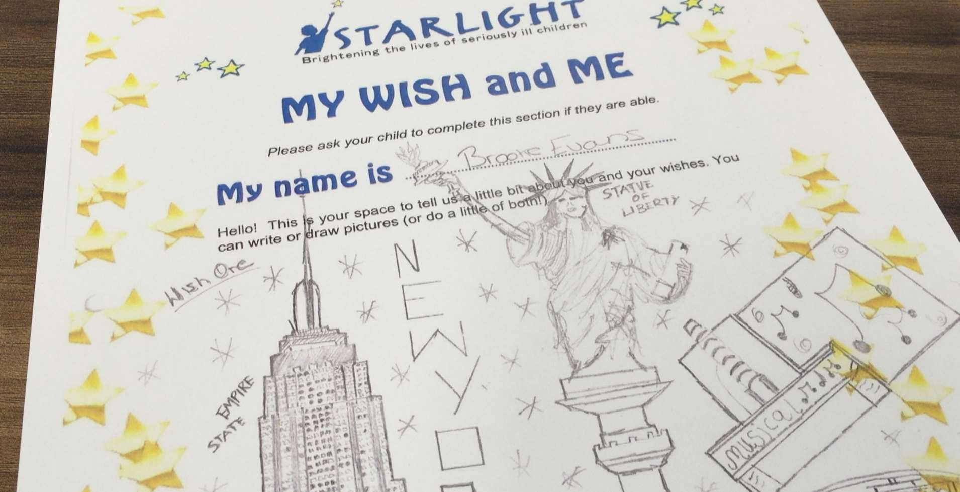 A Starlight wish certificate