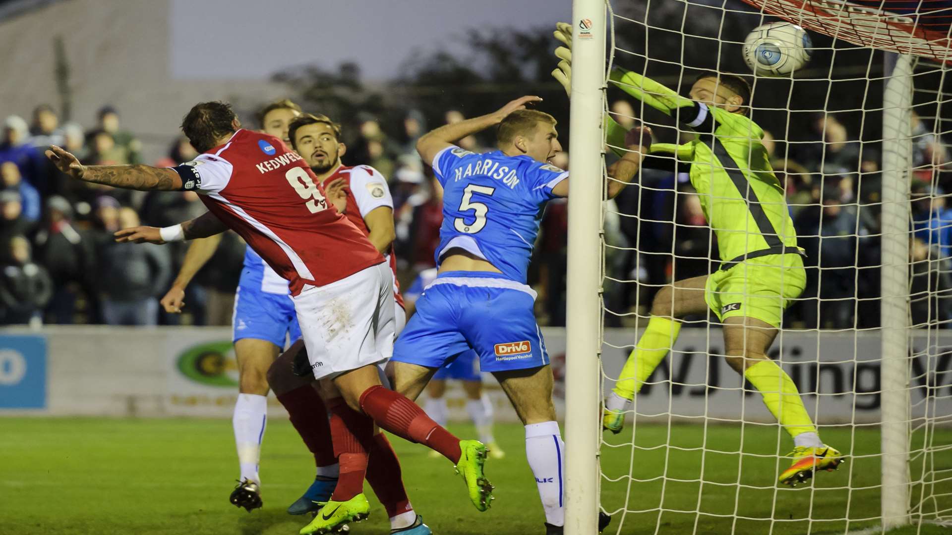 Danny Kedwell heads home to double Fleet's advantage Picture: Andy Payton