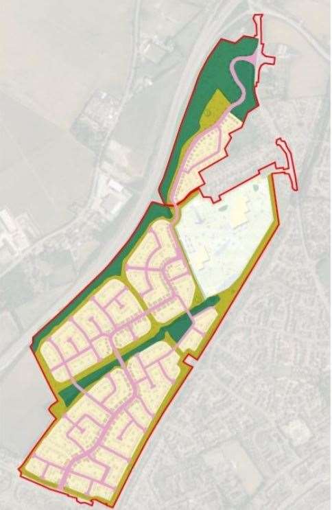 Plan showing where the 1,200 new homes will be built at Kemsley