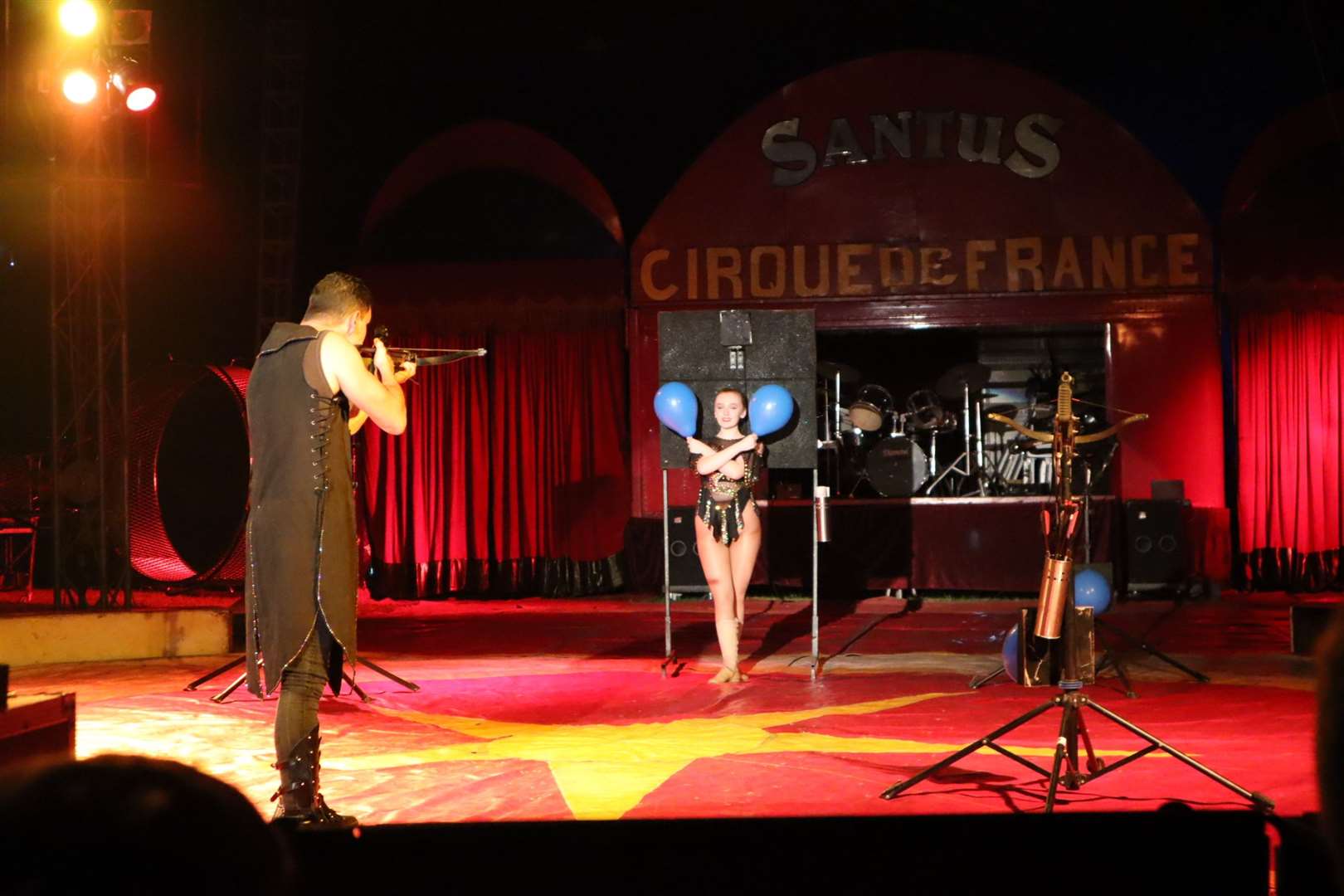 Sergio Silva's deadline crossbow act at Santus Circus on the Isle of Sheppey. Picture: John Nurden