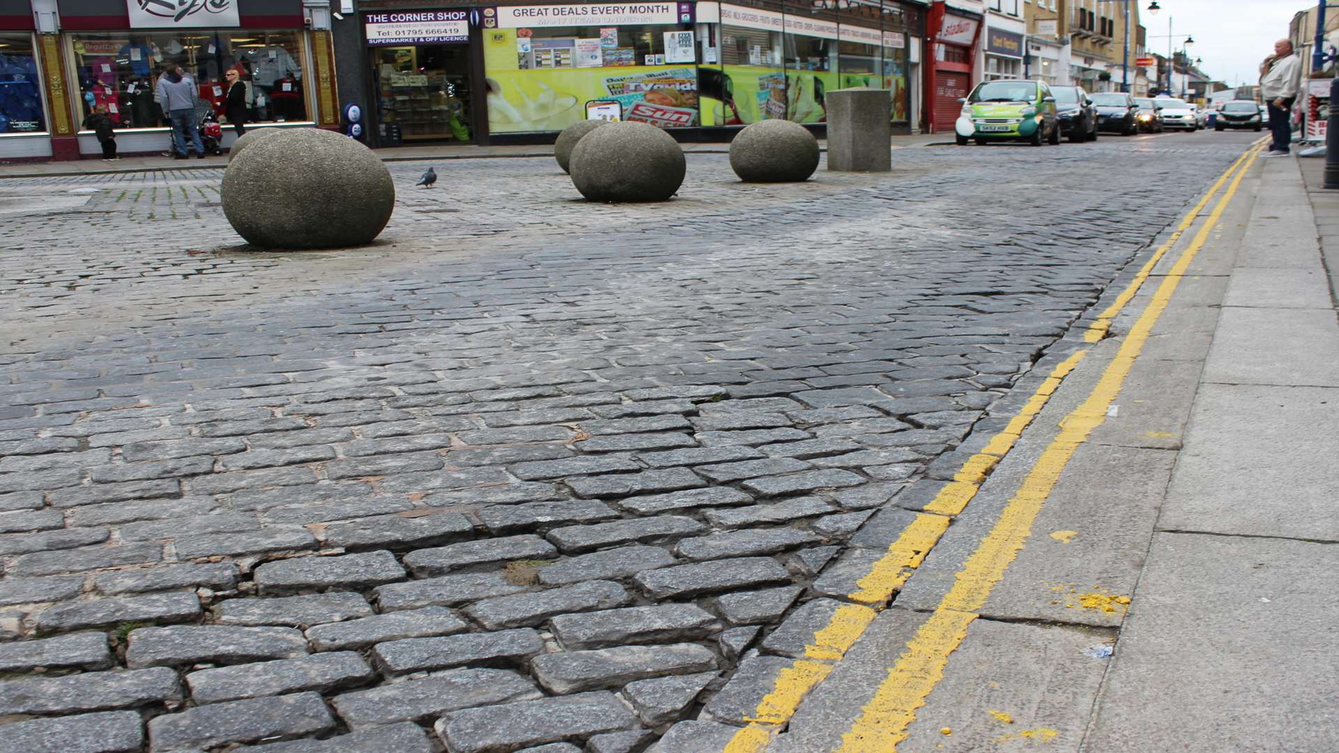 Subsiding cobble stones near the clock tower