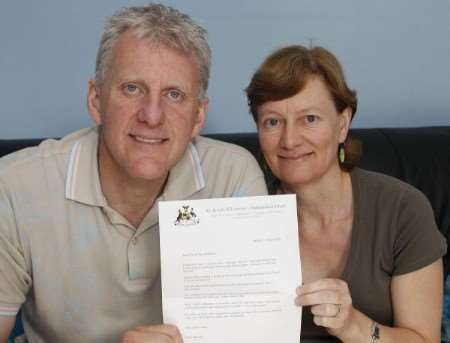 Roger and Janet Maddams with Jack's exam results