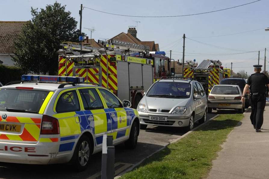 Emergency services at the scene of the collapse in Bridgefield Road