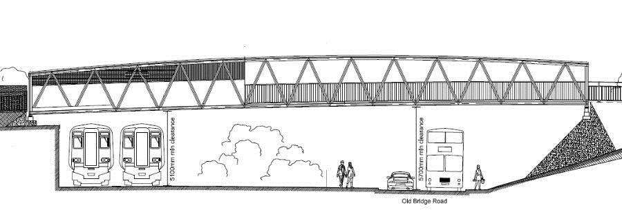 The proposed bridge over Old Bridge Road in Whitstable (2659509)