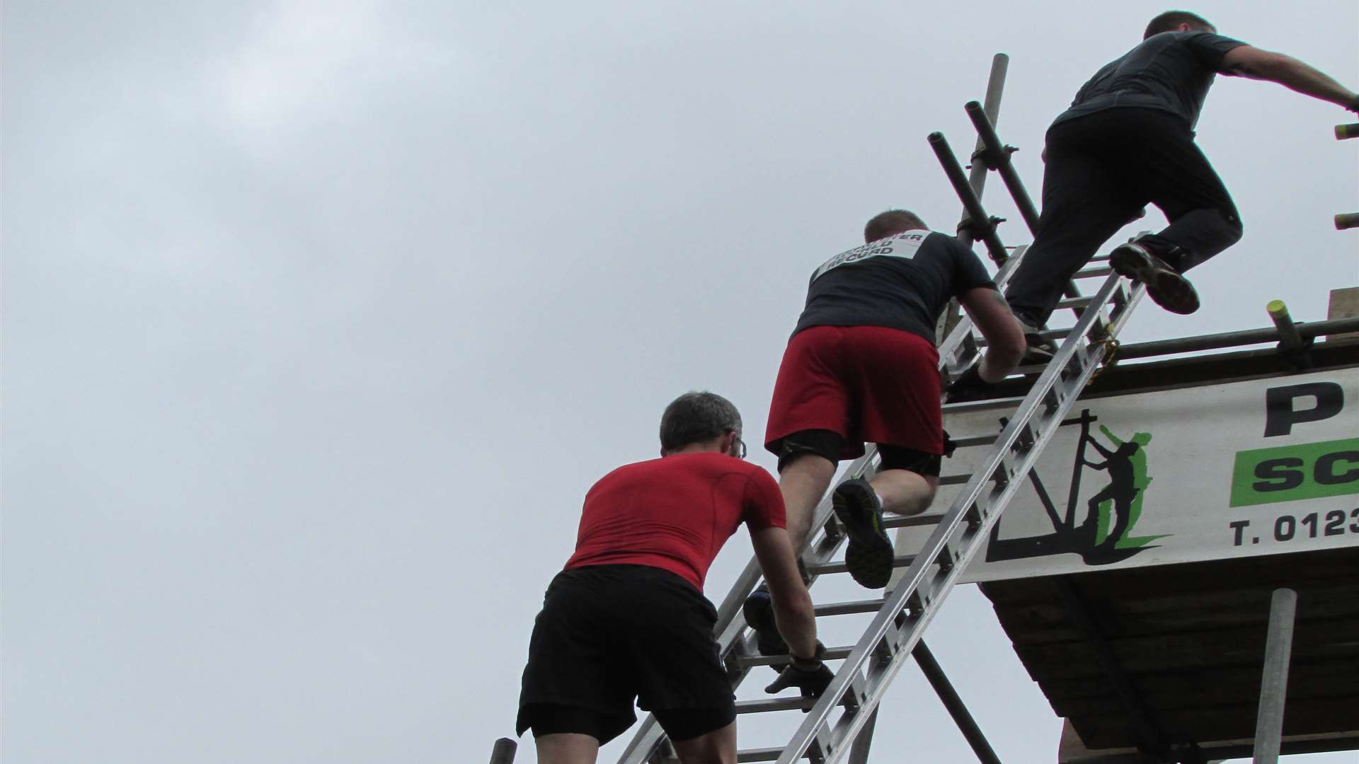 After you...emergency teams scamper up the ladder