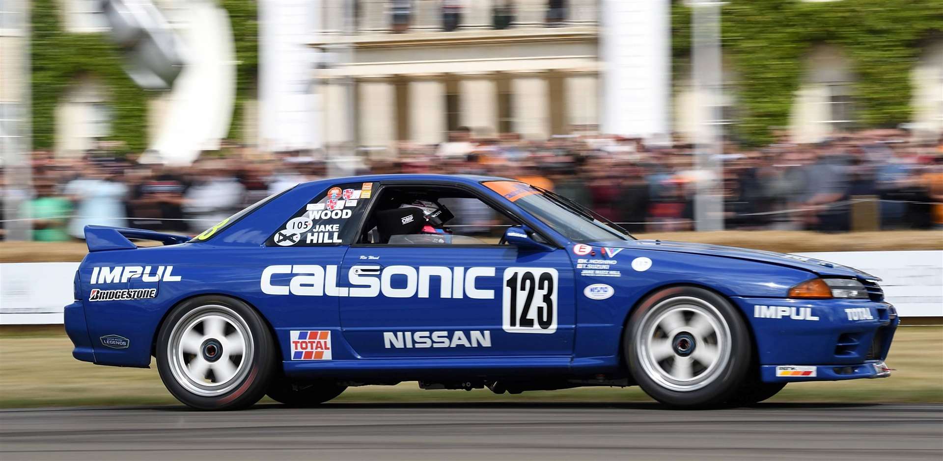 Platt's Heath's Jake Hill won the saloon car class timed shoot-out at Goodwood driving Ric Wood's 1992 Nissan Skyline R32 GTR. Picture: Simon Hildrew