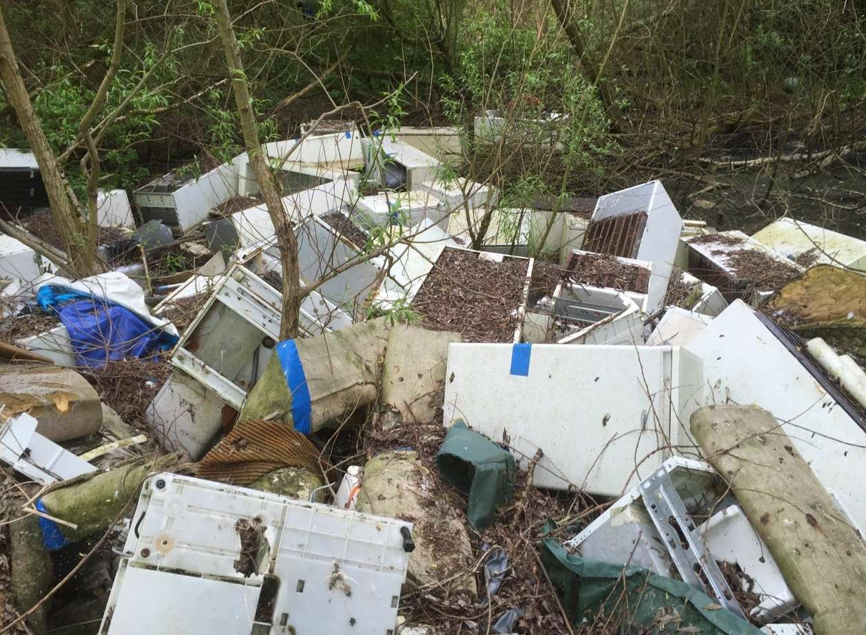 Fly-tipped rubbish including tyres and a mountain of fridges have been found in Canterbury